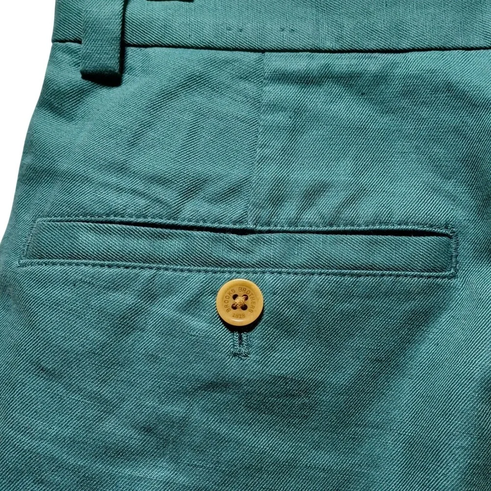 Brooks Brothers Baird McNutt Clark Linen Pants Mens 33x30 Green Preppy Coastal